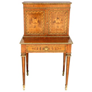 19th C. French Inlaid Satinwood Writing Desk For Sale