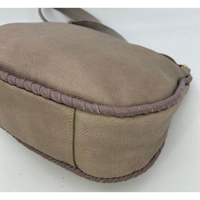 Mid 20th Century Nina Ricci Gray Leather Hobo Shoulder Bag For Sale - Image 10 of 11