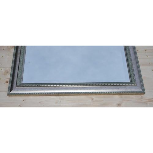 Vintage Silver Grey Frame Bevelled Hanging Wall Mirror For Sale - Image 3 of 10