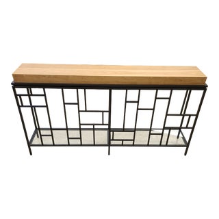 Like New Contemporary Vanguard Console Table Metal in Sutton Wood For Sale