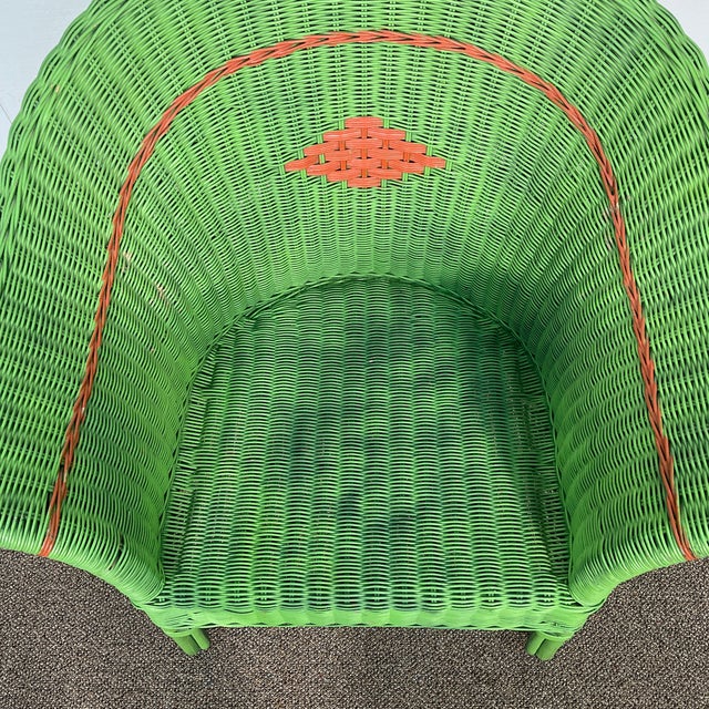 Vintage Green Wicker Chair Chairish