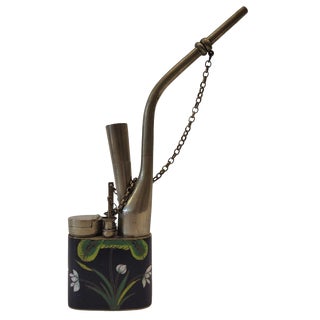 Water Pipe in Metal and Bulkhead Enamel, China, 1800s For Sale
