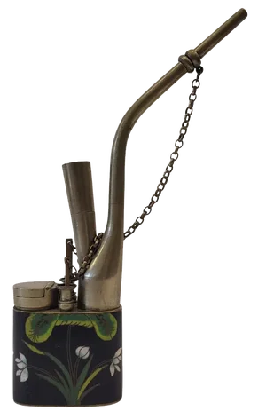 Water Pipe in Metal and Bulkhead Enamel, China, 1800s