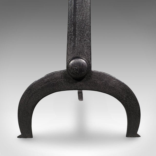 Pair of Antique Fire Dogs, English, Wrought Iron, Fireside Andiron, Victorian For Sale - Image 10 of 11