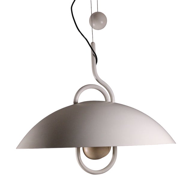 Moon Dome Metal Pendant Lamp by Elio Martinelli for Martinelli Luce, 1980s For Sale