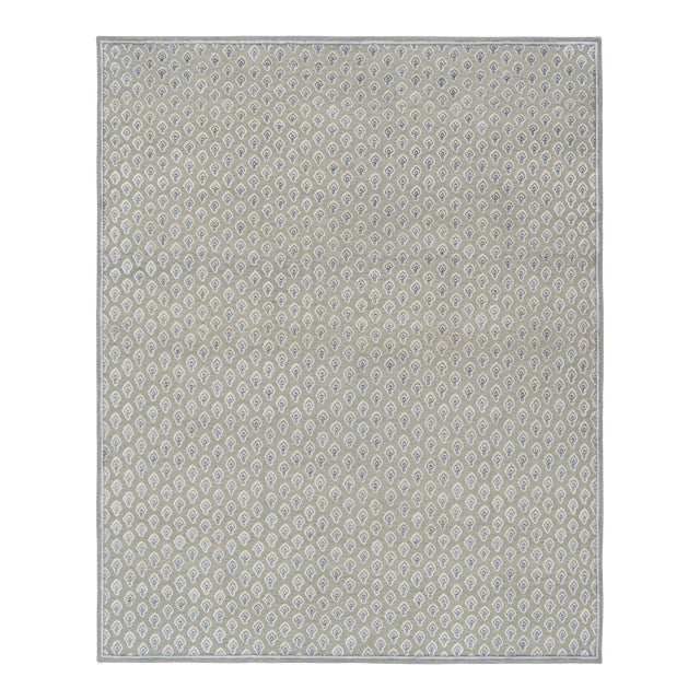 Rug & Kilim’s Modern Block Print Rug in Blue & Gray with Paisley Floral Pattern - 5x8 For Sale