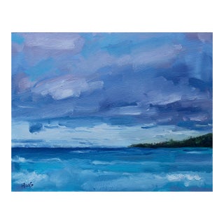 Maui Blue, Modern Impressionist Original Oil Painting Seascape For Sale