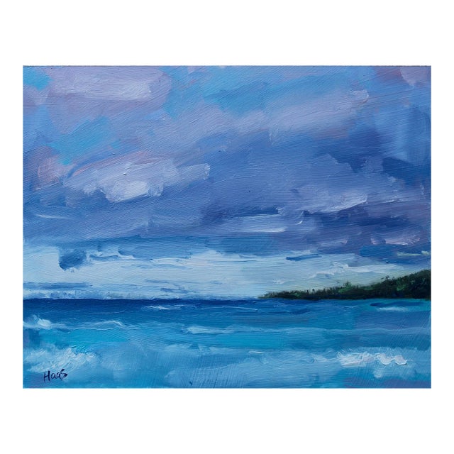 Maui Blue, Modern Impressionist Original Oil Painting Seascape For Sale