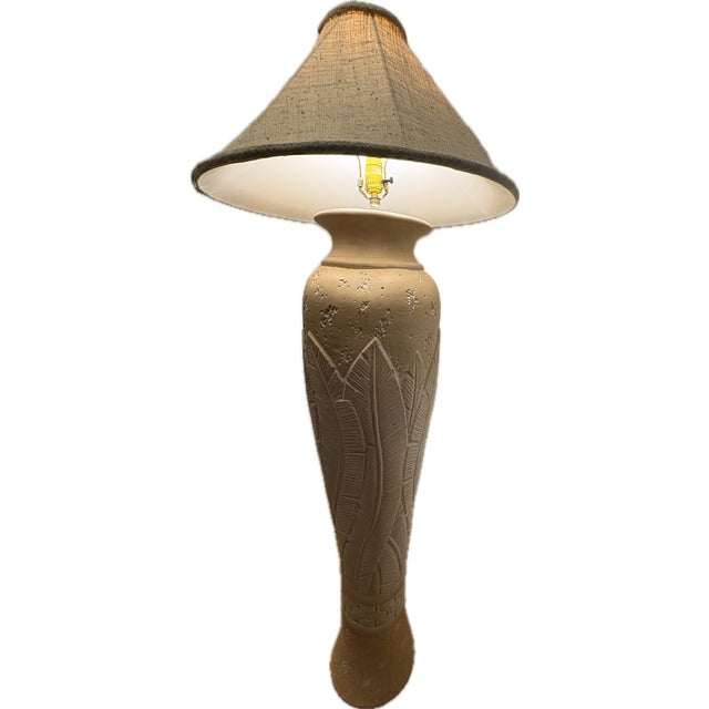 A striking and substantial 1980s Postmodern floor lamp capturing the sculptural glamour of the Hollywood Regency and Palm...