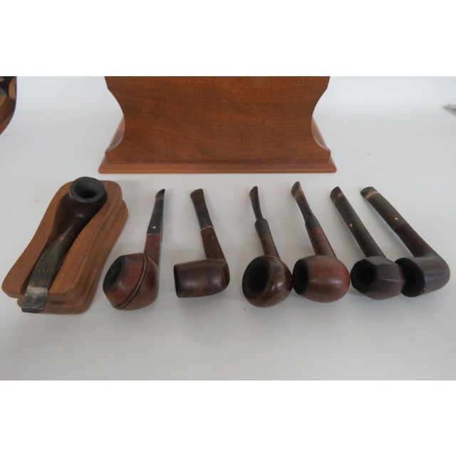 Brown Alfred Dunhill of London Wood Humidor Pipe Stand 9pc Total Set With Pipes 4988b For Sale - Image 8 of 18