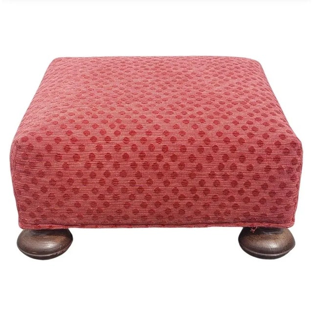 Late 20th Century William and Mary Style Upholstered Footstool Ottoman For Sale - Image 4 of 6