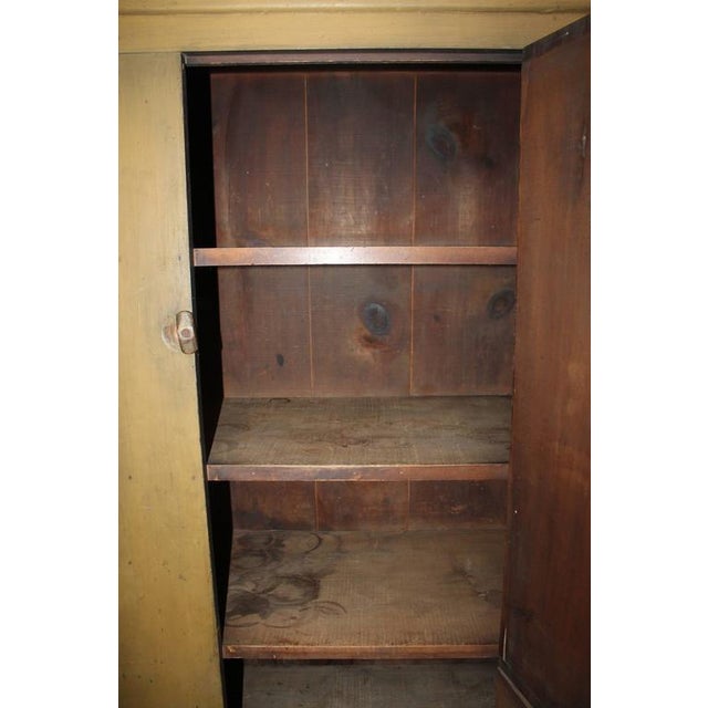 Mustard 19th Century New England Original Painted Two-Door Wall Cupboard For Sale - Image 8 of 8