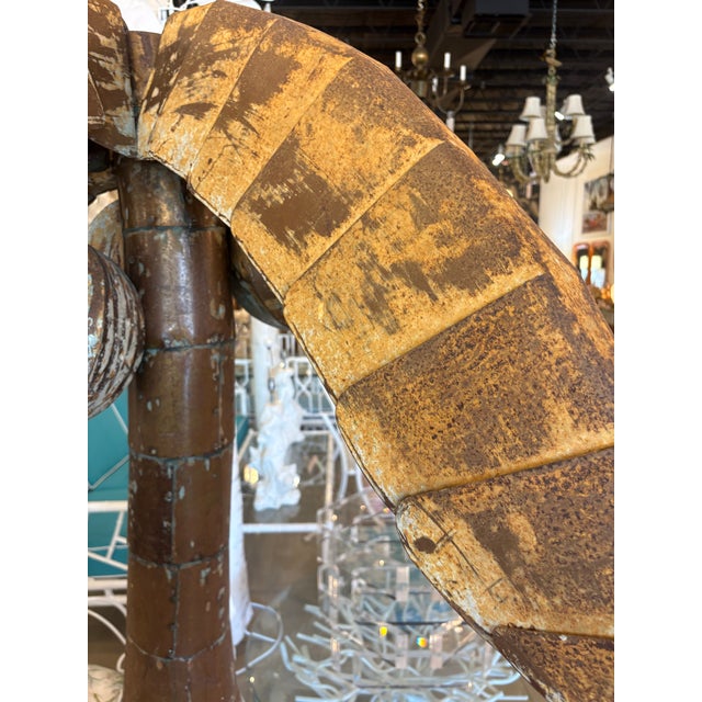 Vintage Palm Beach Palm Tree Coconuts Outdoor Patio Indoor Metal Tropical Statue For Sale - Image 10 of 12