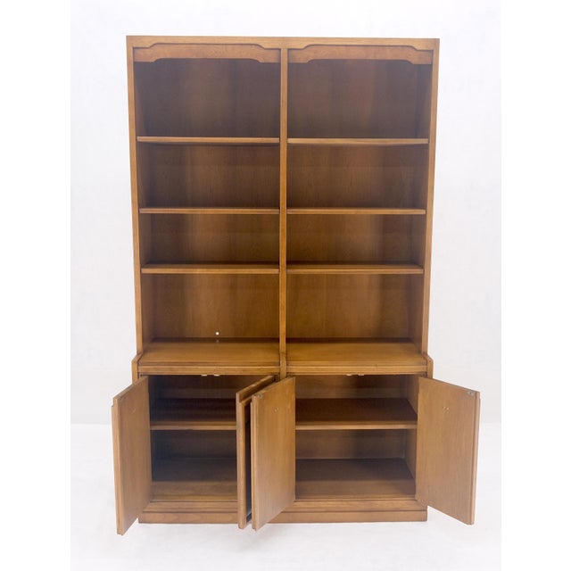 Fruitwood Drexel Double Bookcase Credenza Mid Century Modern Vintage MINT For Sale - Image 6 of 11