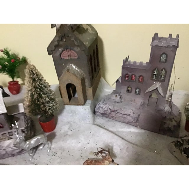 Early 20th Century Antique Christmas Tree Putz Mica Village Lights House Set - Czechoslovakia For Sale - Image 5 of 13