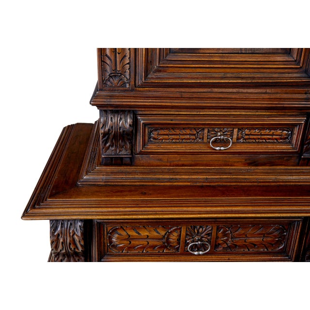 Good quality carved italian two part cabinet cupboard, circa 1850. Beautifully carved in walnut, with good colour and...