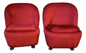 Set of Mid-Century Red Velvet Armchairs, 1960s
