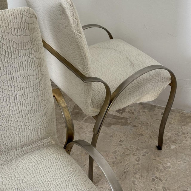 Gold Vintage Italian Gold Metal Dining Chairs, 1970s, Set of 4 For Sale - Image 8 of 10