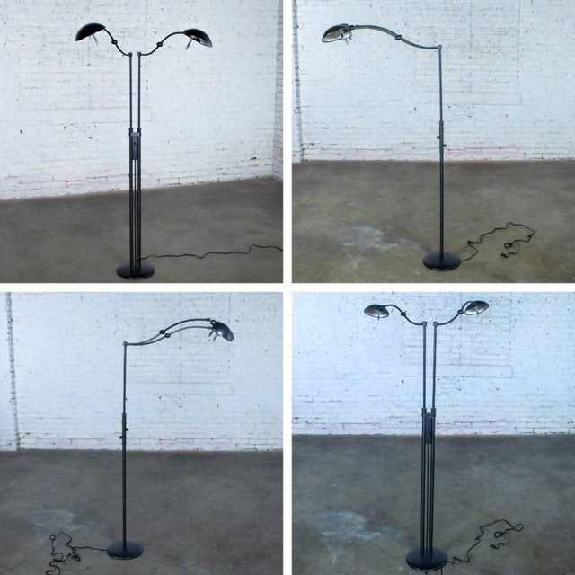 Late 20th Century Postmodern Floor Lamp Model 2505 by Holtkotter Leuchten Twin Arm Black Metal For Sale - Image 17 of 18