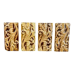 Late 1880s Victorian Border Tiles by Trent, Tobacco Glaze, Set of Four (4)