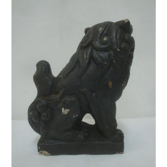 Concrete Black Foo Dog Garden Statue Chairish
