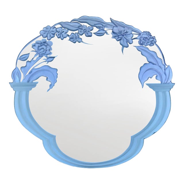 Vintage Floral Etched Wall Mirror For Sale