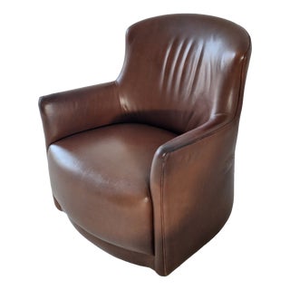 Mid-Century Club Chair in Rich Cigar-Brown Patinated Leather, 1960s For Sale