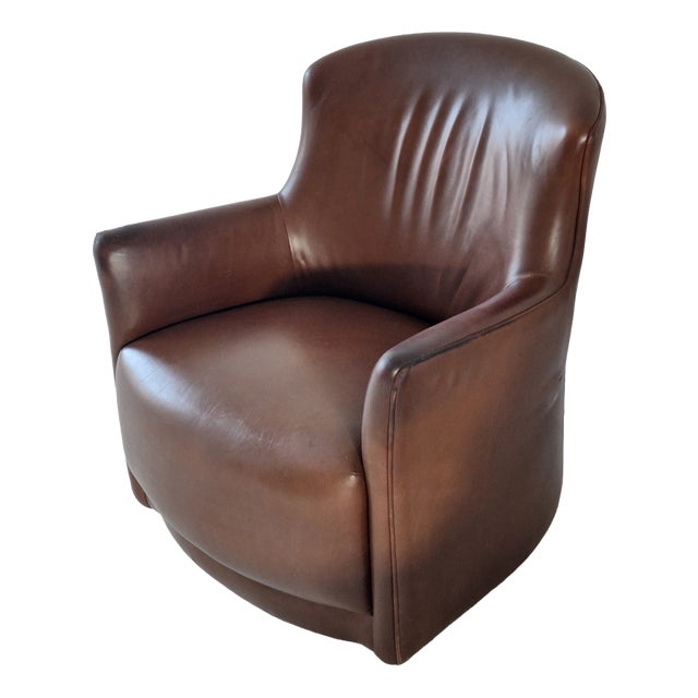 Mid-Century Club Chair in Rich Cigar-Brown Patinated Leather, 1960s For Sale
