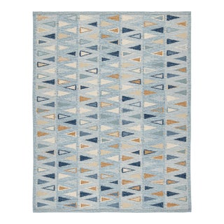 Swedish Geometric Rug by Celerie Kemble for Chairish in Sky, 3'x10' For Sale