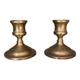 Mid 20th Century Petite Brass Candle Holders - a Pair For Sale