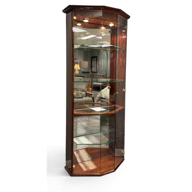 Henredon Lacquered Mahogany Bunching Curio Display Cabinets, a Pair For Sale - Image 13 of 18