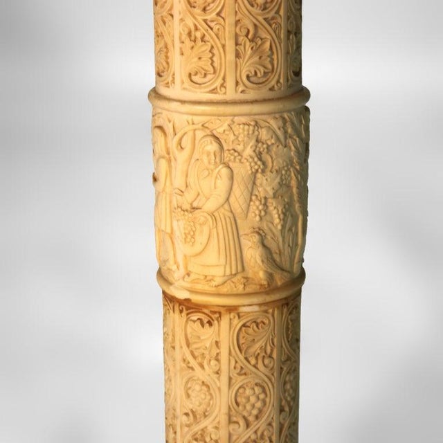 Antique Neoclassical Corinthian Style Genre Scene Sculpture Stand, Resin, C1930 For Sale - Image 6 of 12