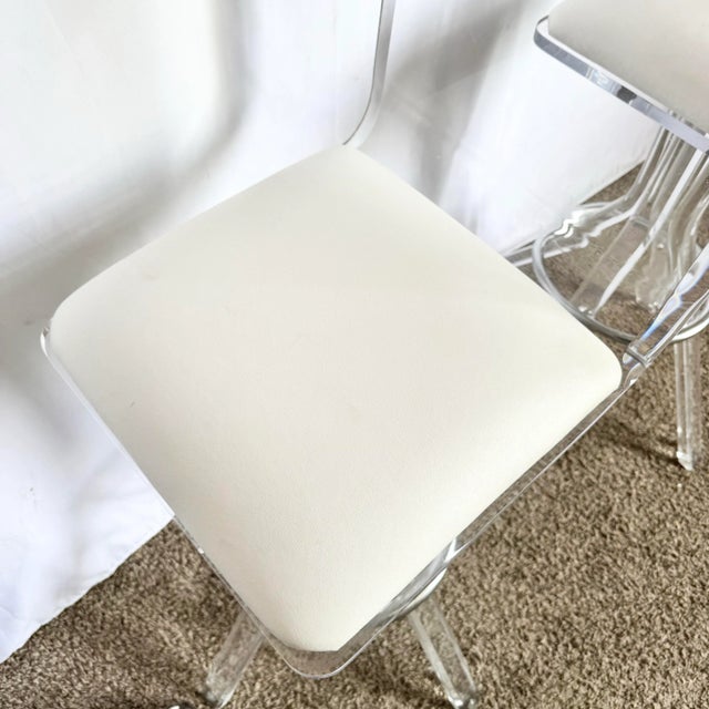 Vintage Postmodern Lucite and Chrome Stools - A Pair For Sale In Miami - Image 6 of 9
