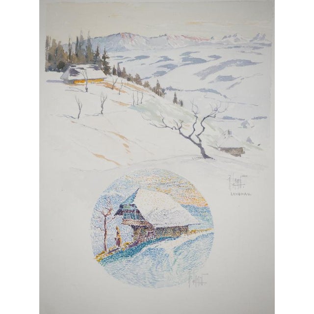 René Leverd, Switzerland, Chalet in Langnau, Watercolor For Sale - Image 9 of 11