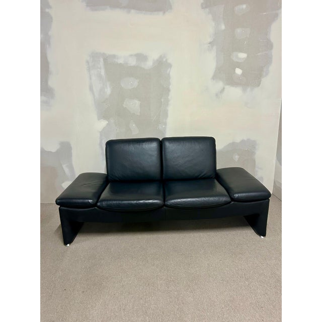 Black Leather 2-Seater Sofa with Adjustable Armrests from Leu Swiss, 2000s For Sale - Image 4 of 14