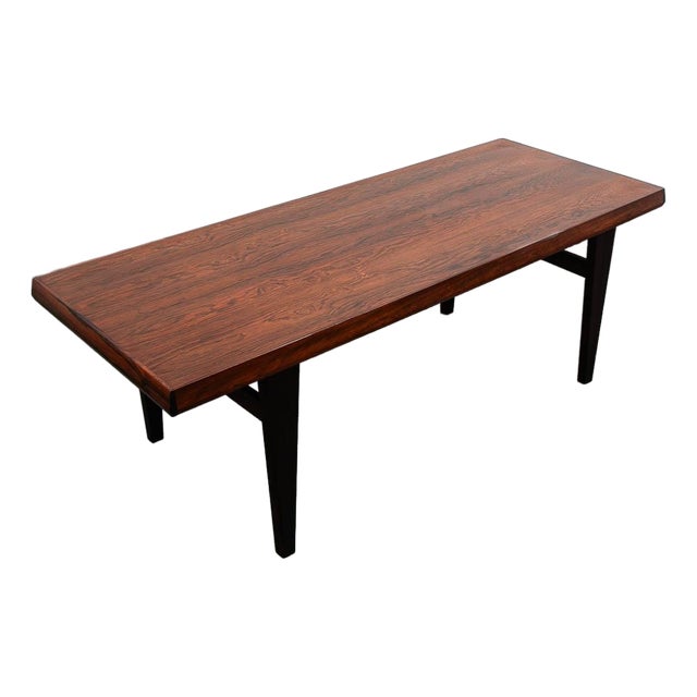 Mid Century Danish Modern Coffee Table Rosewood MCM Vintage Denmark 60 in MCM For Sale