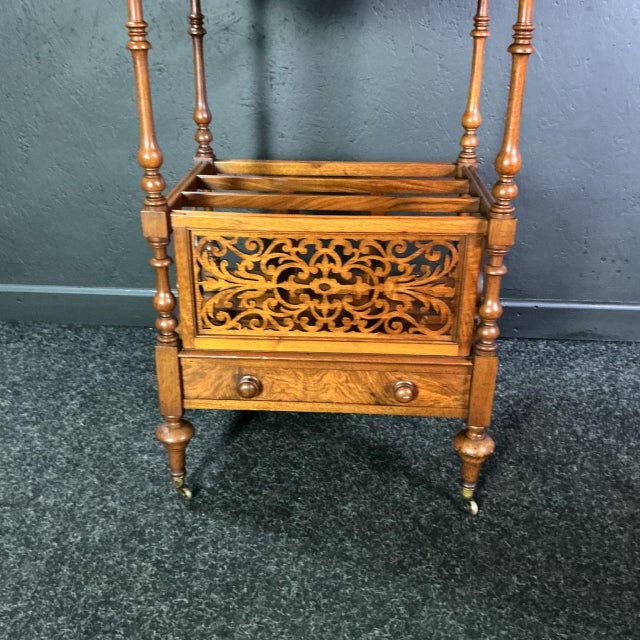 Victorian Burr Walnut Whatnot, Canterbury, 1865 For Sale - Image 4 of 8