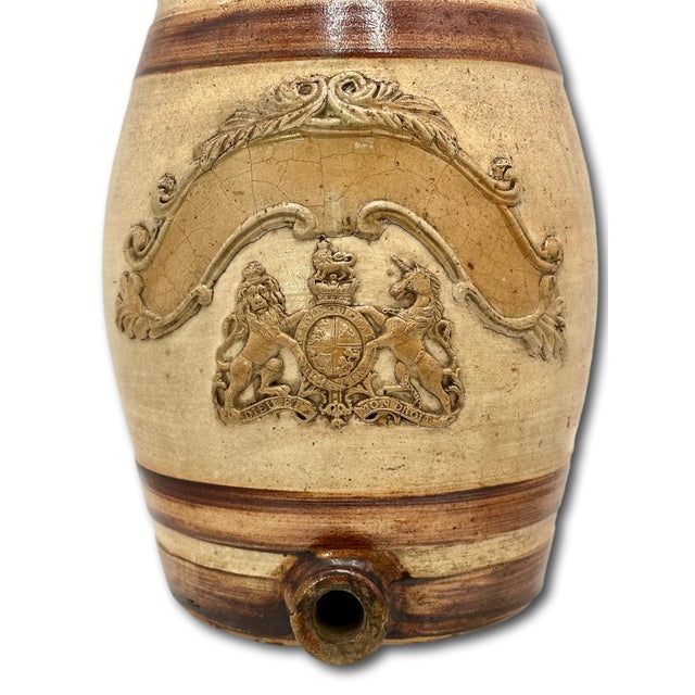 Early 19th Century Antique Stephen Greens Lambeth Salt Glaze Stoneware 2 Gallon English Pub Brandy Dispenser Cask - Circa 1840s For Sale - Image 5 of 18