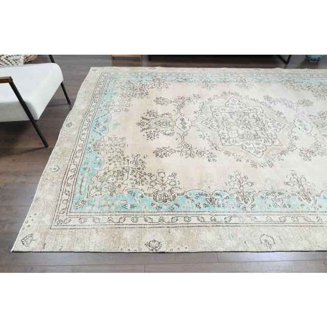 1970s Vintage Persian Handmade Wool Cotton Beıge Area Rug For Sale - Image 4 of 11