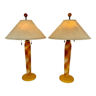Pair of John Hutton, Donghia, Venetian Glass Lamps For Sale