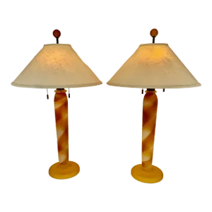 Pair of John Hutton, Donghia, Venetian Glass Lamps