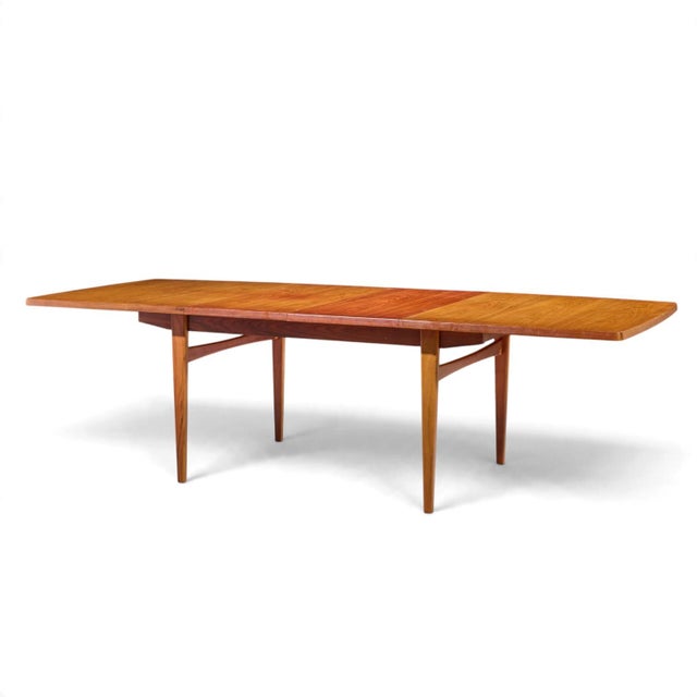 Mid-Century Modern Kurt Østervig Style Mid Century Danish Rosewood Expanding Hidden Leaf Dining Table With 2 Leaves For Sale - Image 3 of 13