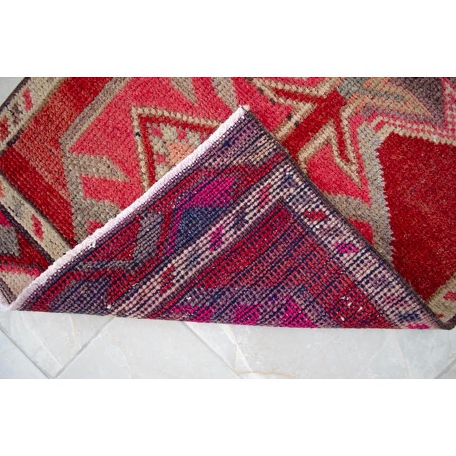 1950s Pink Turkish Hand-Knotted Runner Rug, Extra Long Narrow Hallway Decor 2x14 Ft Approx For Sale - Image 16 of 17