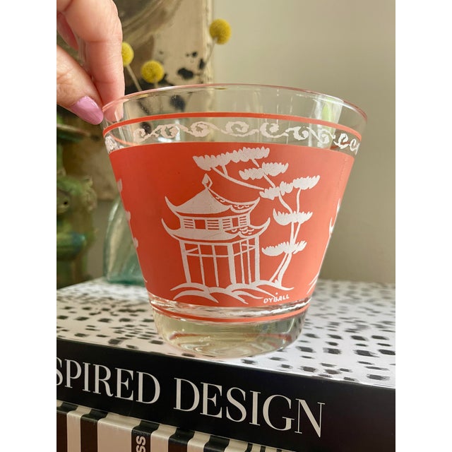 Chinoiserie Vintage Pink Chinoiserie Glass Ice Bucket For Sale - Image 3 of 8