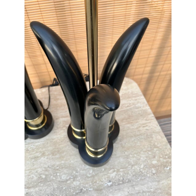 Wood Vintage Mid Century Modern Sculptural Table Lamps (A Pair) For Sale - Image 7 of 12