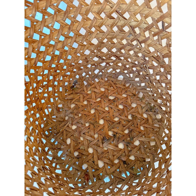 Extra Large Mid-Century Burned Bamboo & Rattan Floor Planter Basket For Sale In Dallas - Image 6 of 12
