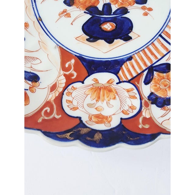 Ceramic Antique 19th Japanese Meiji Period Scalloped Plates-a Pair For Sale - Image 7 of 11