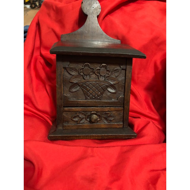 Traditional French flour and matching salt box. Hand carved from deep, rich walnut wood these pieces were essential...
