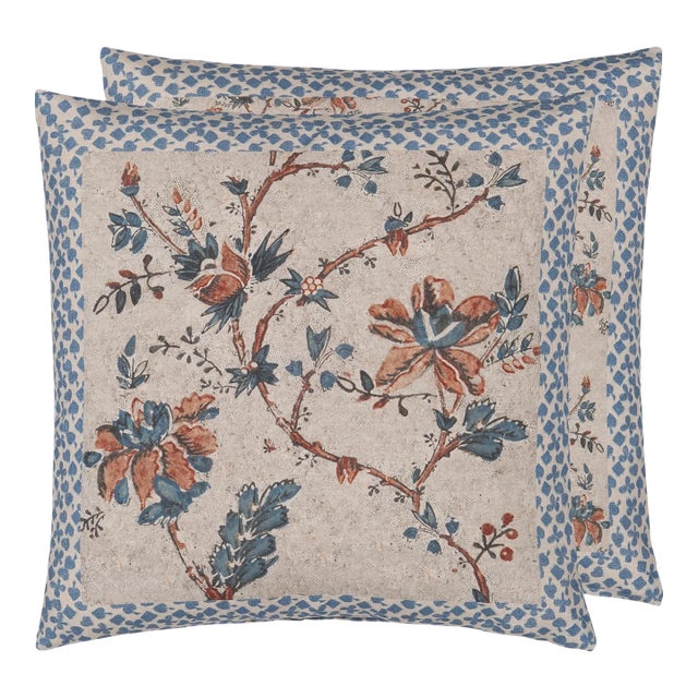 Pair of Pentimento Linen 20" Square Pillows For Sale