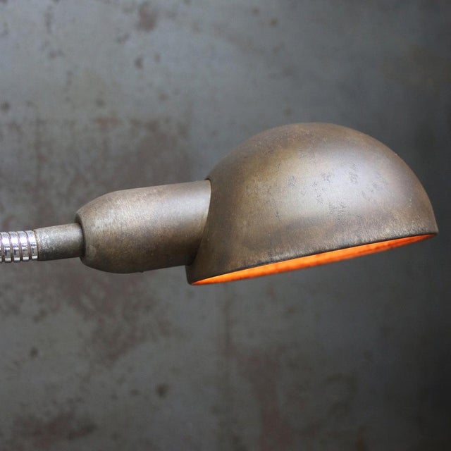 Vintage Industrial Belgian Metal Machinist Table Light For Sale - Image 4 of 8